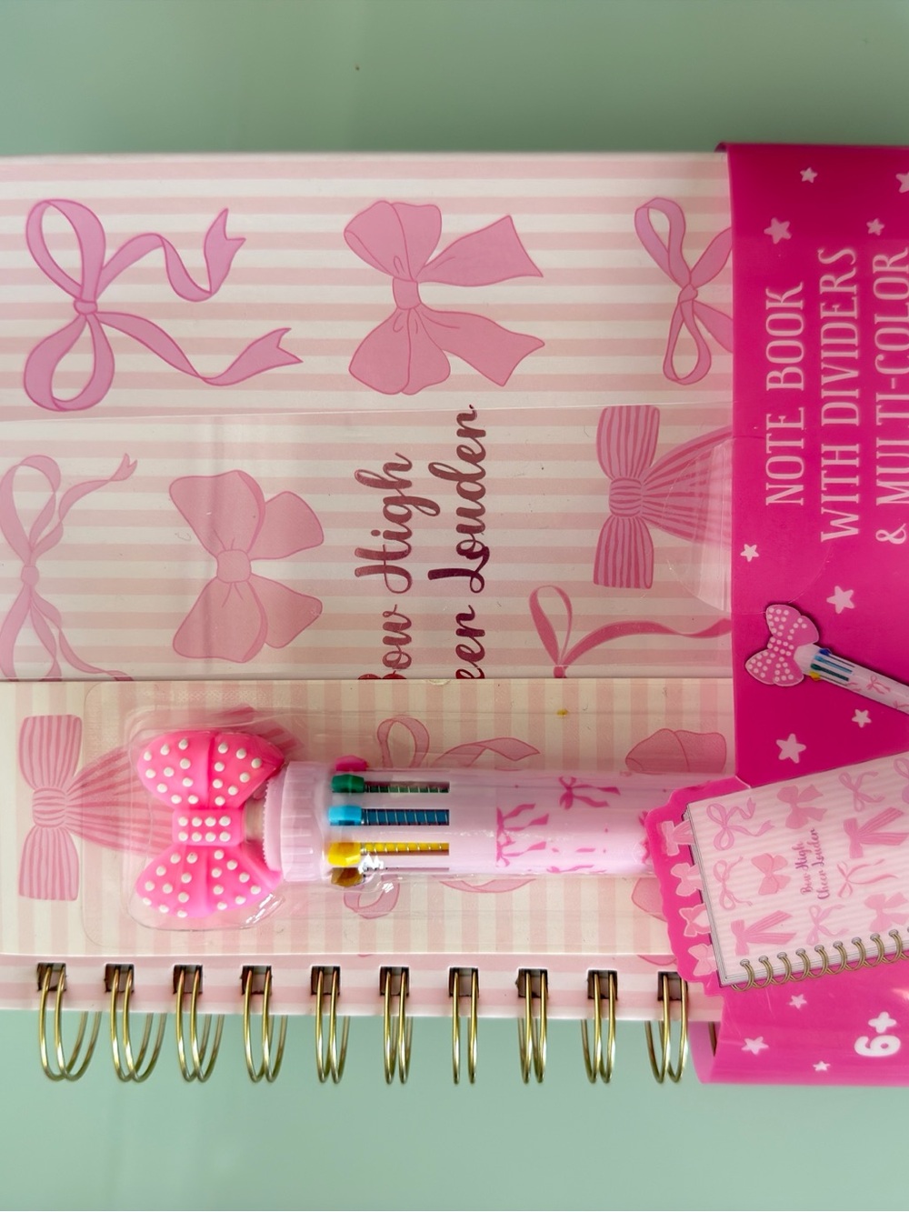 Pink Bow Notebook with Multi-Color Click Pen - Picture 2 of 8